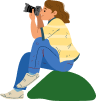 Ilustração de uma mulher com binoculo